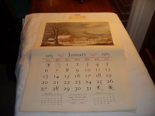 Vintage 1963 CURRIER & IVES Calendar by TRAVELERS Frameable Prints