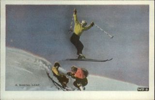 Skiing Leap Trick Scene Postcard