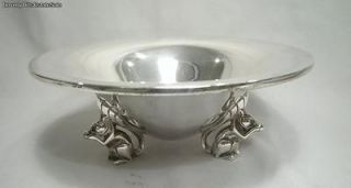 Rare Antique Barbour Silver Co Sterling Silver Nut Dish Squirrel Feet