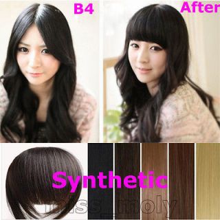 clip in on bangs fringes Hair Extensions extension black brown for