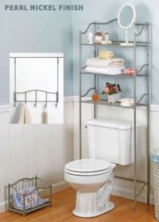 NICKEL SPACE SAVER ETAGERE, MAGAZINE RACK AND OVER THE DOOR HOOKS 3