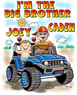 THE BIG BROTHER/BABY BROTHER   BLUE JEEP SWEATSHIR T CUSTOMIZED