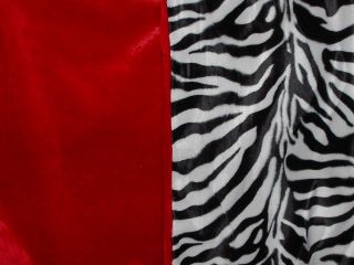 Red Black White Zebra faux fur throw blanket bedspread New! 60x72