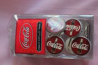 COKE COCA COLA SHOWER CURTAIN HOOKS BOTTLE CAPS COLLECTIBLES NEW IN