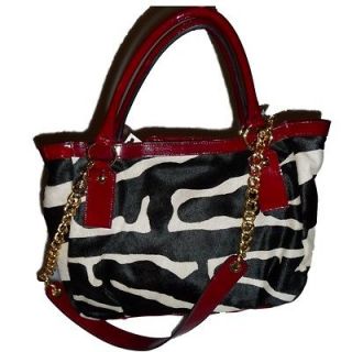 Cavalcanti Zepra Woman Bag Leather Fur black white red gold Made in