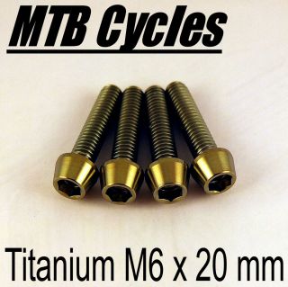 Titanium M6 x 20 mm TAPER HEAD Socket Cap Screw Bolt Allen Key  GOLD
