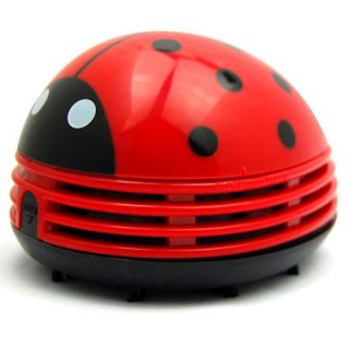 Desktop Red Ladybug Vacuum Cleaner Sweeper 2×AA Battery Powered