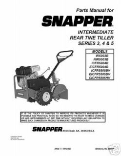 SNAPPER IRT4 REAR TINE TILLER PARTS MANUAL 06047