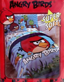 ANGRY BIRDS LIGHT BLUE TWIN COMFORTER SHEETS 4PC BEDDING SET NEW