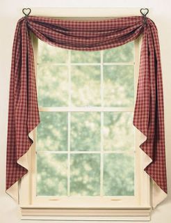 Seville Kitchen Tier 1 Pair Curtains 24 Red Check Plaid Cabin