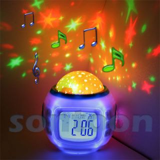 Kid Bedroom Light Flashing Projector LCD Display Calendar Alarm Clock