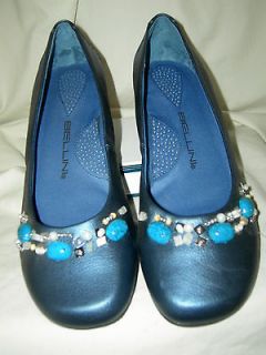 BELLINI NAVY Wedge W/Beads Round Toe Shoe Womens