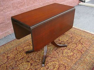 antique 1940s Duncan Phyfe Style Mahogany Drop Leaf Table pedestal