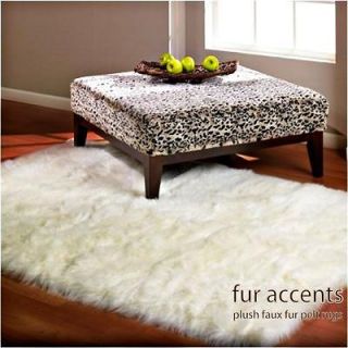 Faux Fur Area Rug Accent Pelt Rugs Fake Bear Shaggy Sheep Skin Cabin
