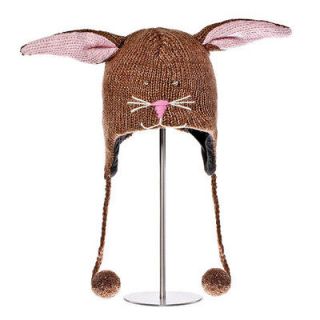 Beatrix The Bunny Animal Pilot Hat by Knitwits Size Youth / Adult