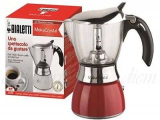 Moka Bialetti Crystal coffee maker 2 or 3 cups   Red or White   Choose