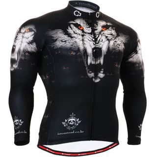mens long sleeve cycling jersey bike clothing tights wolf black shirts
