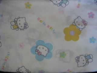 Hello Kitty Full Twin Bed Sheet Fabric Flowers Pastel Colors 2001