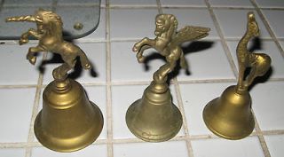 VINTAGE BRASS BELLS UNICORN, PEGASUS AND GIRAFFE