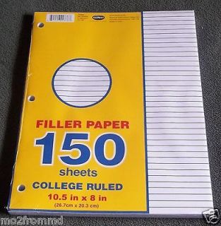 Five (5) Filler Paper 150 Sheets College Ruled 10.5 X 8 *NEW still