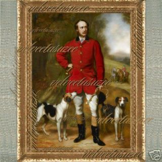 Fox Hunting, Man, Dogs Dollhouse Pictures Miniature Framed Art