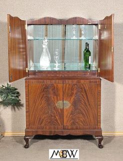 Vintage Flame Mahogany Cocktail Bar Liquor Cabinet h59