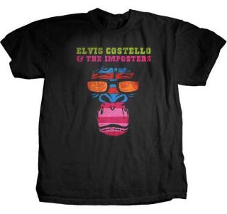 New Authentic Elvis Costello and the Imposters Striped Monkey Mens Tee