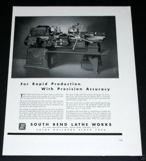 1941 OLD MAGAZINE PRINT AD, SOUTH BEND LATHE WORKS, RAPID PRODUCTION