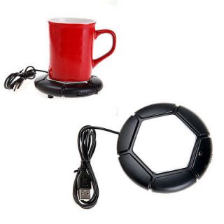 Portable USB Tea Coffee Cup Mug Warmer Heater Tray Pad Black For PC