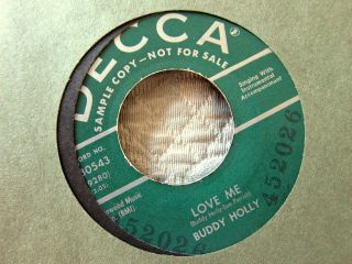 BUDDY HOLLY Love me You are my one desire Decca Promo 45