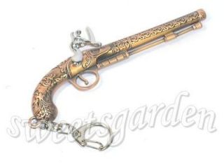 Pirate Flintlock Pistol Vintage Gun Metal Model Keychain Dangle Charm