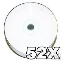 Inkjet Hub Printable 52x CD R Blank Recordable CD CDR Media Disk Disc