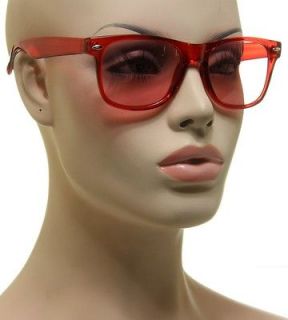 Square Retro Red Medium Frame Red Lens Classic Style Sunglasses