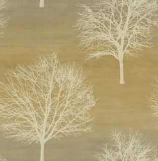 BEIGE TREE SILHOUETTES ON LIGHT BROWN BACKGROUND WALLPAPER SG50703