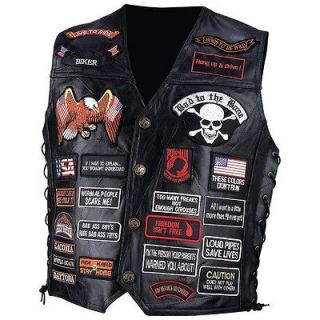 Ladies Diamond Plate   Buffalo Leather   Biker Jacket with patches