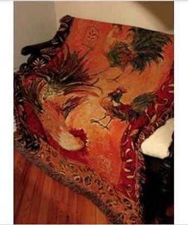 Newly listed Rooster Blanket   Manual Weavers Fiery Red Rooster