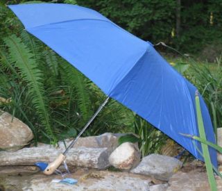 Blue Auto Open Duck Head Handle of Wood Folding Umbrella Rainkist
