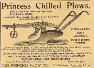 1900 NEAT PRINCESS CHILLED WALKING PLOW AD CANTON OH OHIO