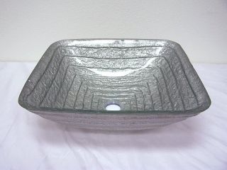 Silver Reflections Color Bathroom Tempered Glass Vessel Sink Bowl