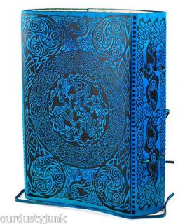 Blue Celtic Leather Blank Book of Shadows   Journal or Poetry book