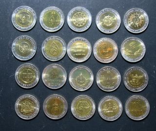 Thailand 10 Baht Bi Metallic Complete 59 coins + 2 Current coins