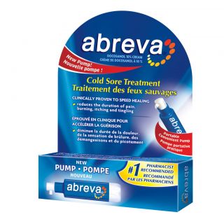 Abreva Cold Sore PUMP Treatment 2 g Docosanol 10% Cream (Healing #1