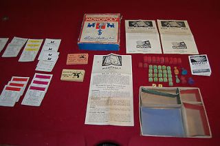 1930s? Edition MONOPOLY Parker Brothers Original Rules Box Tokens Dice