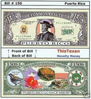 10 Puerto Rico PR Patriotic Collectible Money Bill Lot
