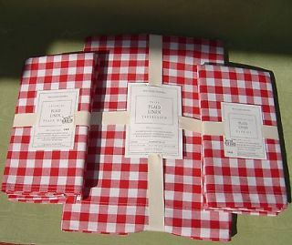 Williams Sonoma (1) Plaid Linen Tablecloth w/ 4 Napkins & 4 Placemats