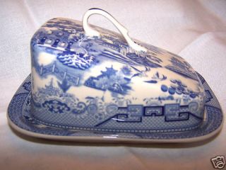 Blue Willow Pattern, Butter / Cheese Dish With Lid New.