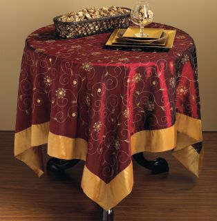 Holiday Two Tone Embroidery Sequined Tablecloth 40 60 Square   3