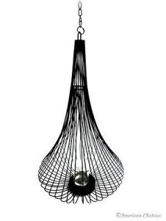 Mesh Hanging Candle Holder Chandelier Chic 18 Glass Metal Chain Lamp