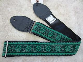 SOULDIER Guitar Strap Poinsettia Green Black // Vintage Style Woven