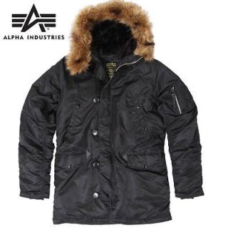Alpha Genuine N 3B Parka Black   with DOWN   metal zipper